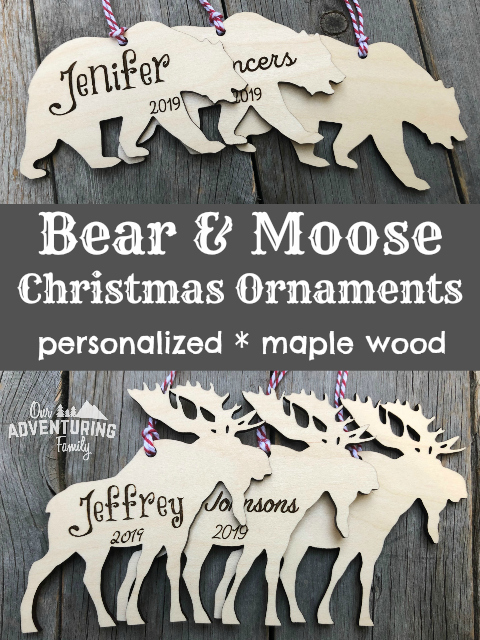 Bear Family Personalized Wood Ornaments